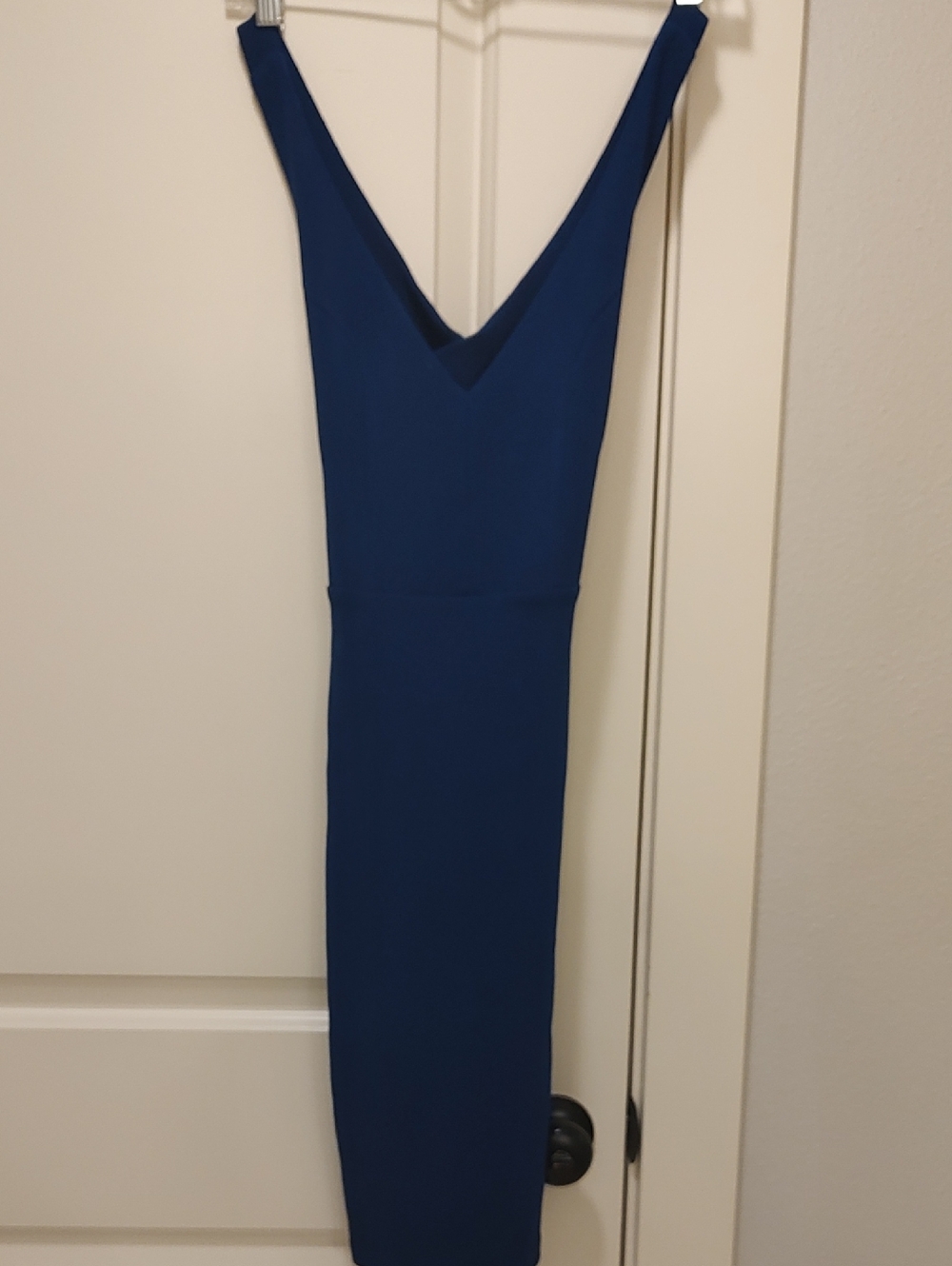Lulu's Royal Blue V-Neck Midi Bodycon Dress